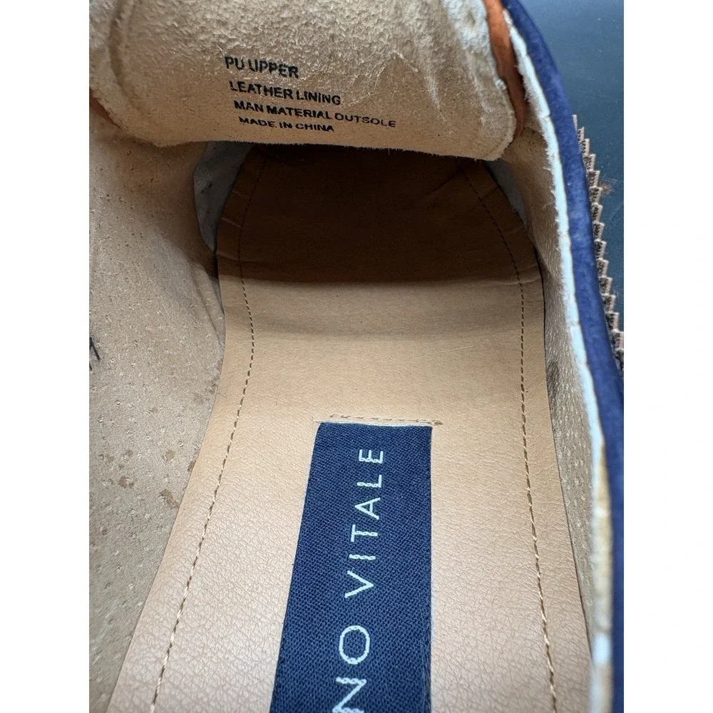 Gino Vitale Oxford Mens 11 Tan Navy Blue Excellent‎ Two Tone Brogue Dress Shoes
